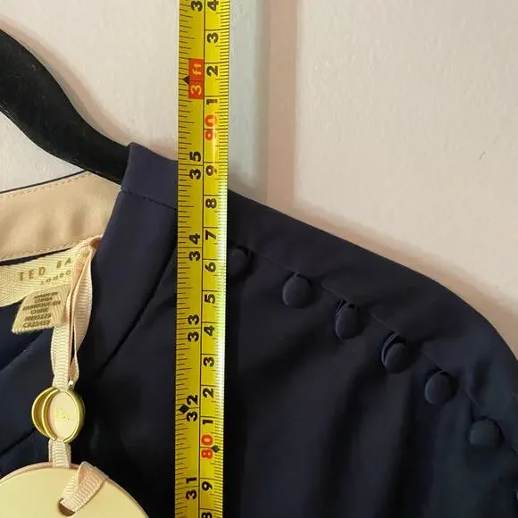 NWT Ted Baker London Navy Blue A-line Shift Dress Preppy Cotton Women's size 2 - Picture 10 of 11